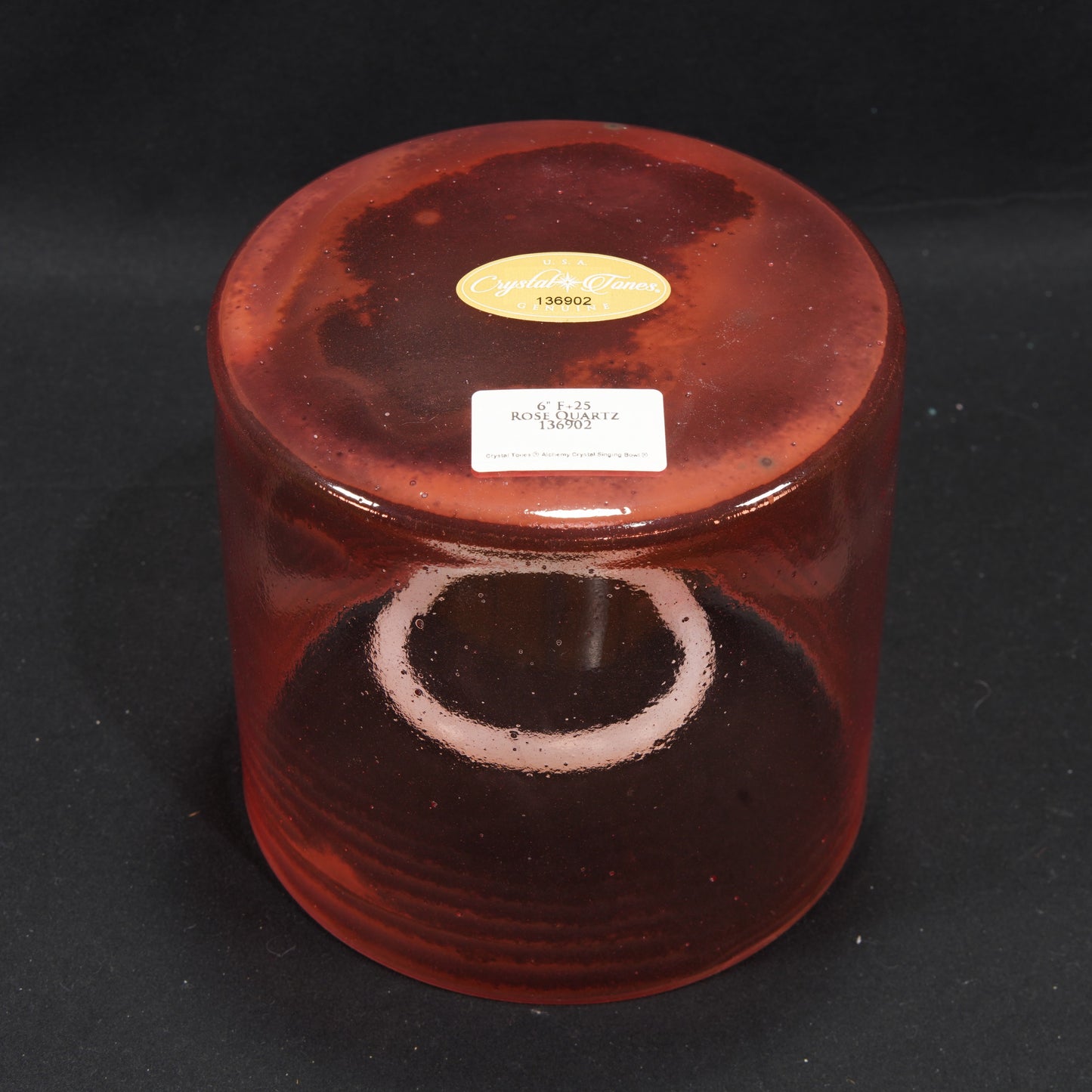 Crystal Tones 6" Rose Quartz Clear Crystal Singing Bowl (F+25)