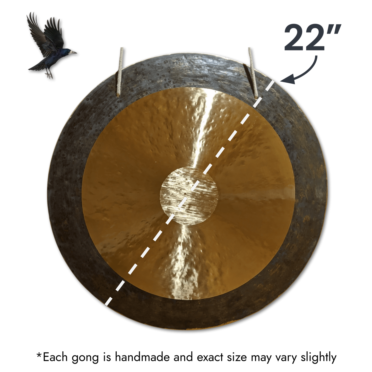 Horizon Gong by Raven Sounds, Handmade Bronze Wind Gong, Free Mallet - Raven Sounds