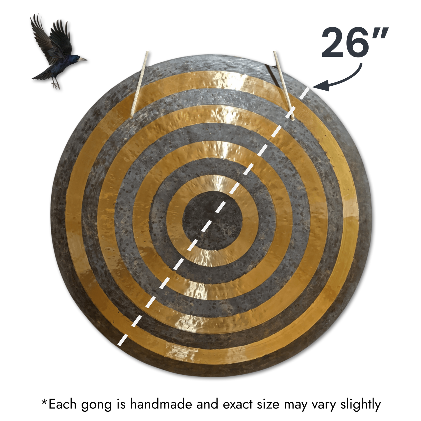 Sun Gong by Raven Sounds, Handmade Bronze Wind Gong, Free Mallet - Raven Sounds
