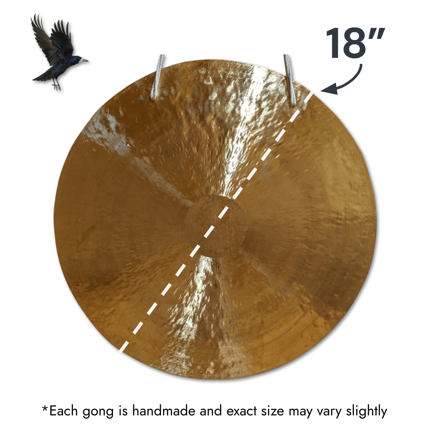 Wind Gong by Raven Sounds, Handmade Chinese Style Bronze Gong, Free Premium Mallet - Raven Sounds