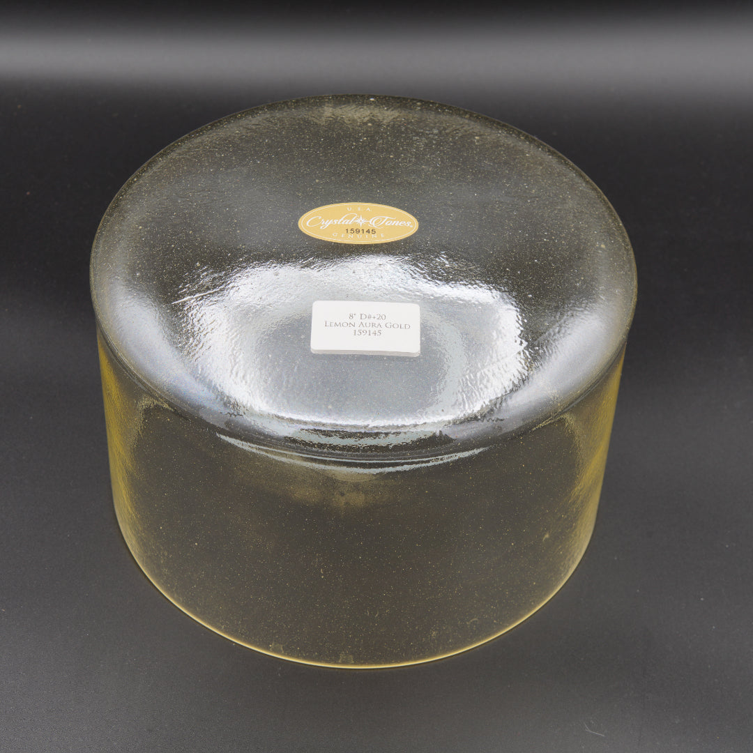 Crystal Tones 8" Lemon Aura Gold Quartz Crystal Singing Bowl (D#4+20)