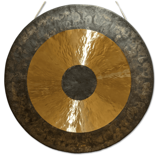 Chau gong with lathed golden mid-section, dark unlathed rim and center