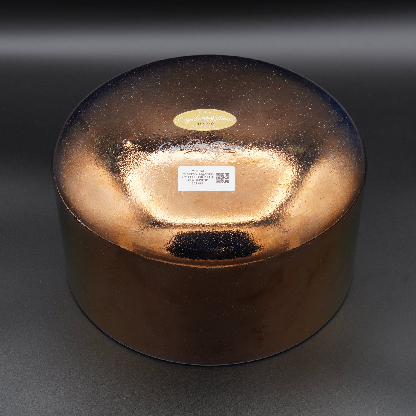 Crystal Tones 9" Tibetan Quartz Copper Quartz Crystal Singing Bowl (E4+30)