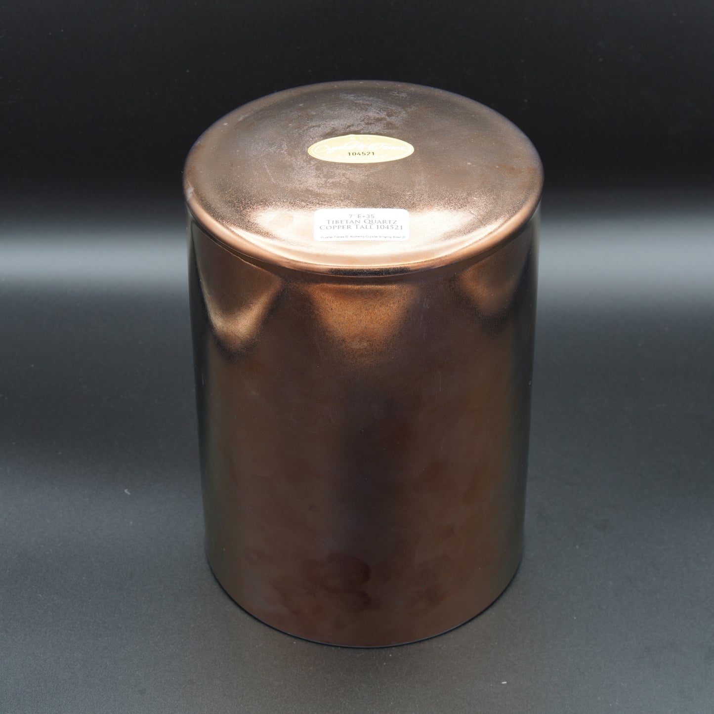 Crystal Tones 7" Tibetan Quartz Copper (Tall) Clear Quartz Singing Bowl (E+35)