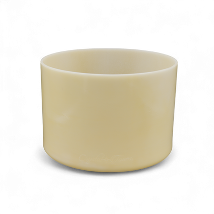 Crystal Tones 8" White Alchemy Gold Clear Crystal Singing Bowl (D#-15)
