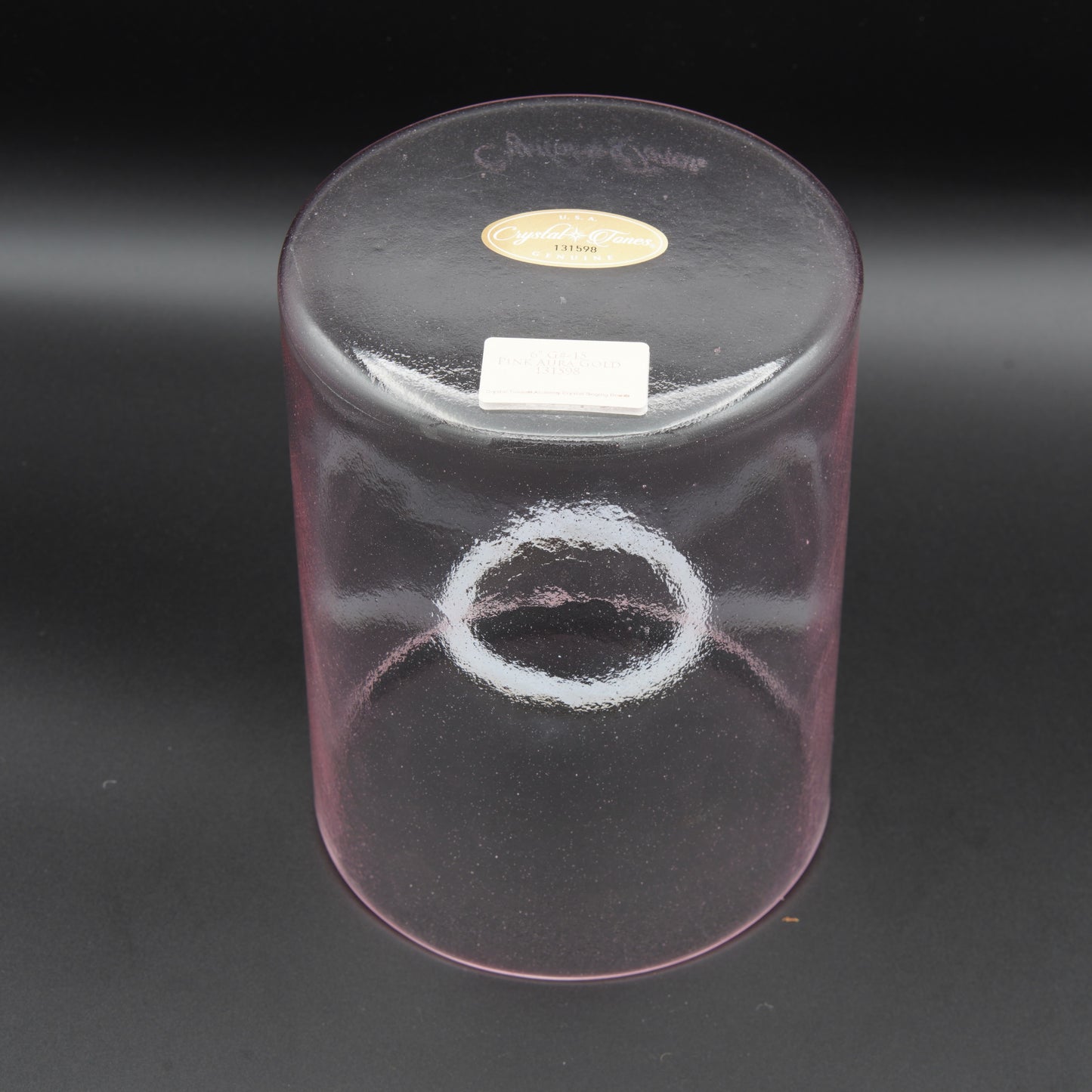 Crystal Tones 6" Pink Aura Gold Clear Quartz Crystal Singing Bowl (G#-15)