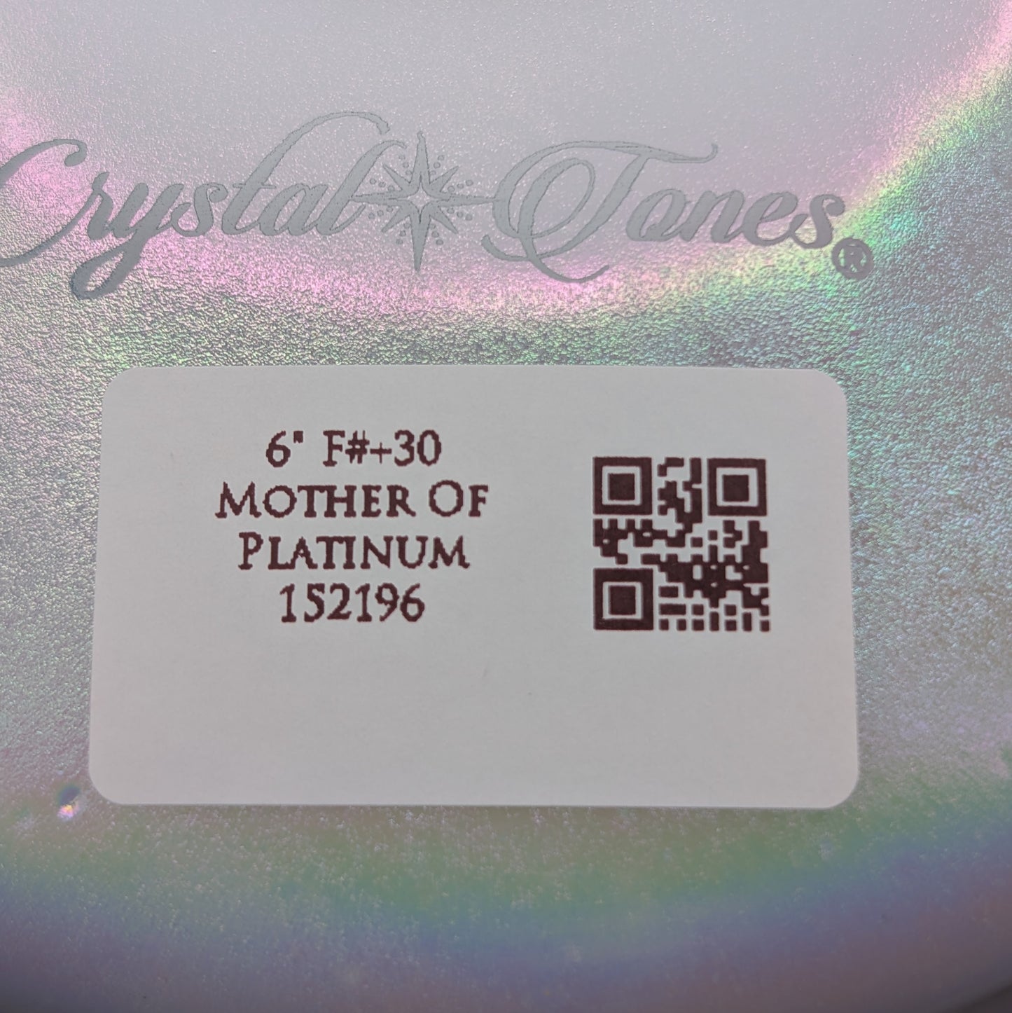 Crystal Tones 6" Mother of Platinum Quartz Crystal Singing Bowl (F#4+30)