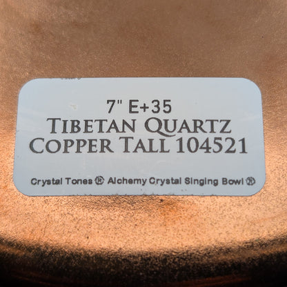 Crystal Tones 7" Tibetan Quartz Copper (Tall) Clear Quartz Singing Bowl (E+35)