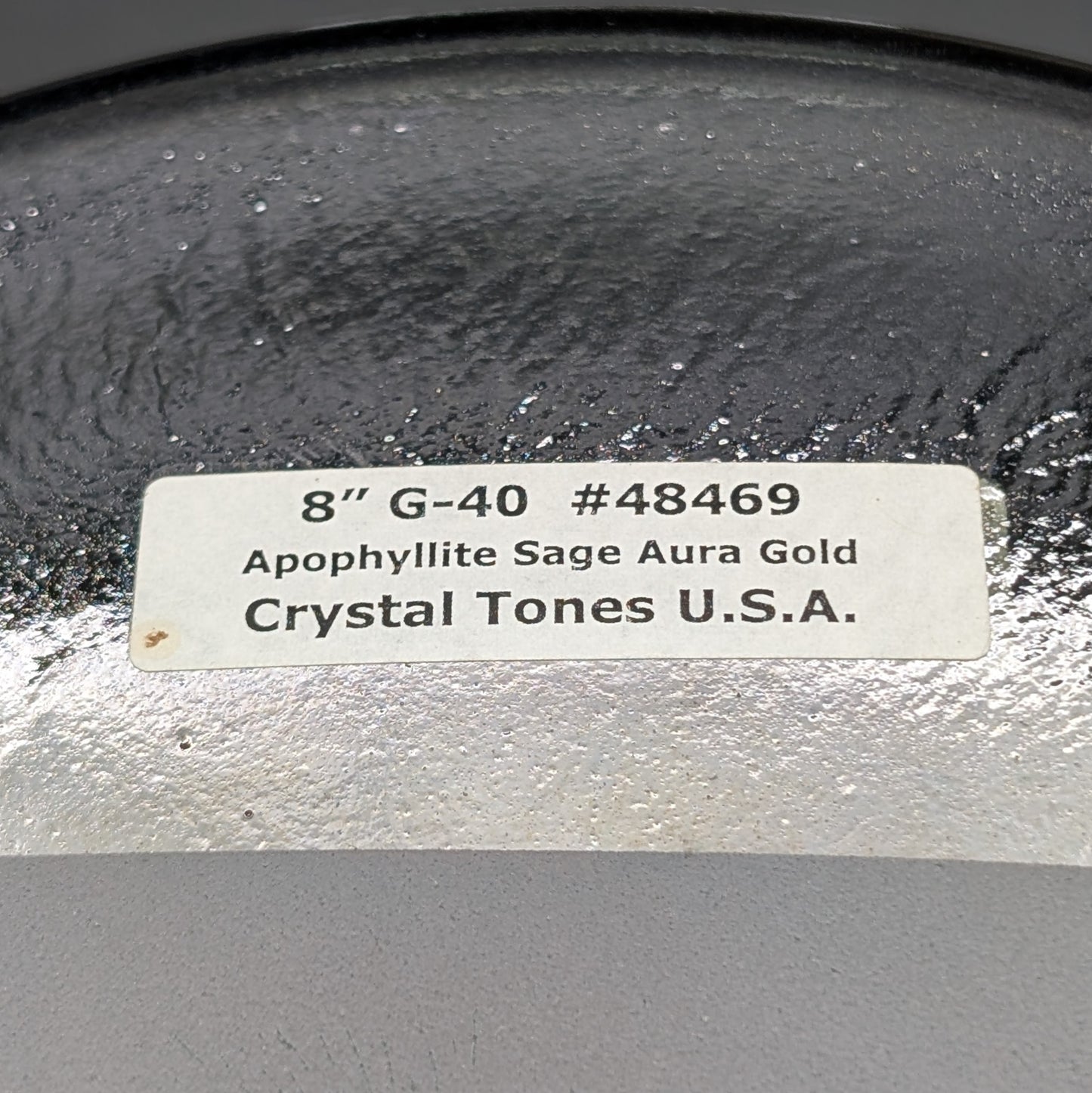 Crystal Tones 8" Apophyllite Sage Aura Gold Clear Quartz Singing Bowl (G-40)