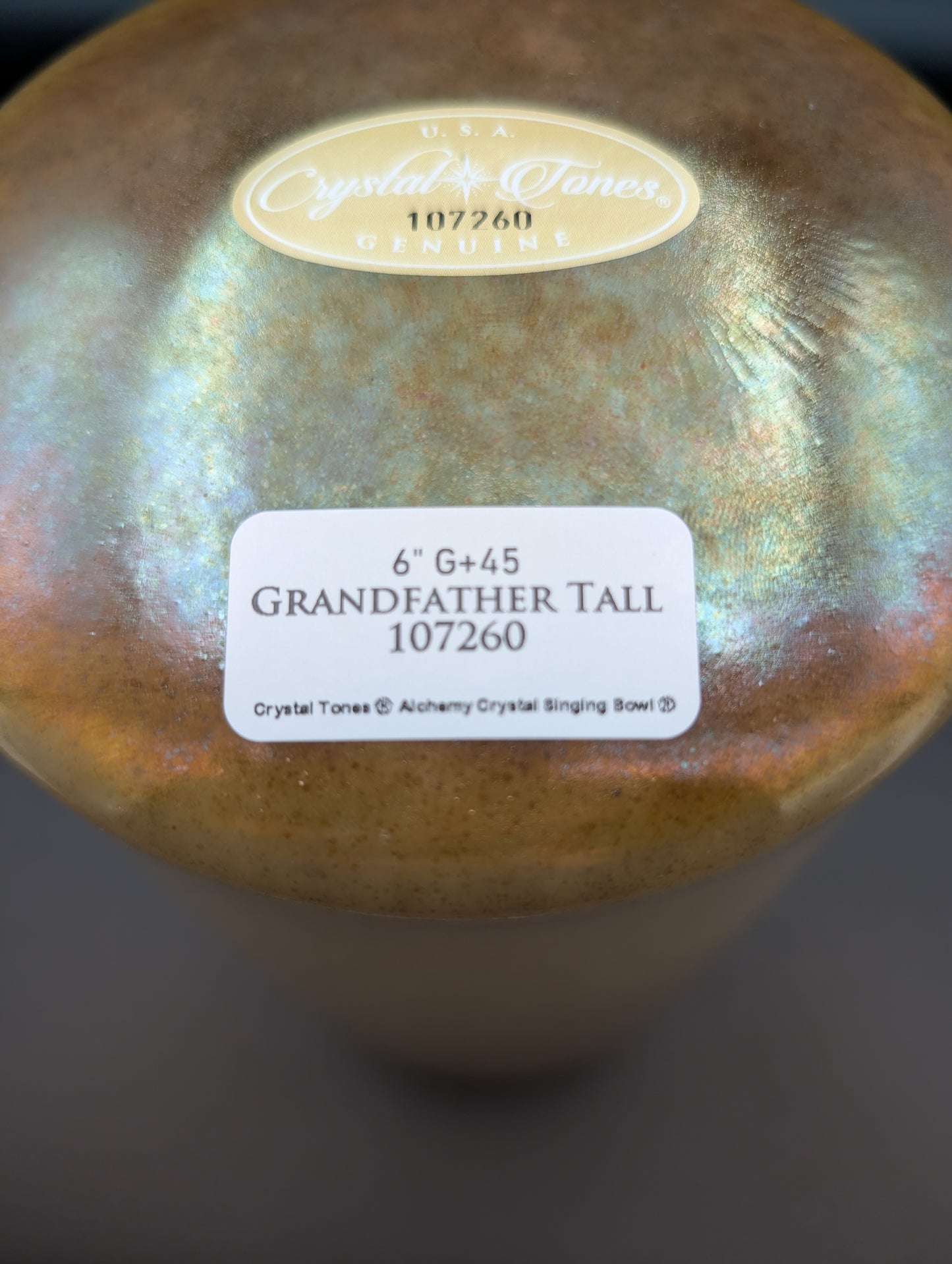 Crystal Tones 6" Grandfather Quartz Crystal Singing Bowl (G#4+45)