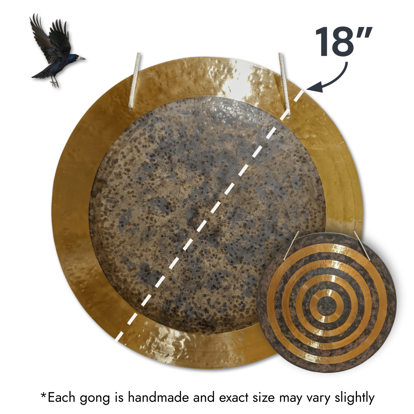 Solar Eclipse Gong by Raven Sounds, Handmade Bronze Wind Gong, Free Mallet
