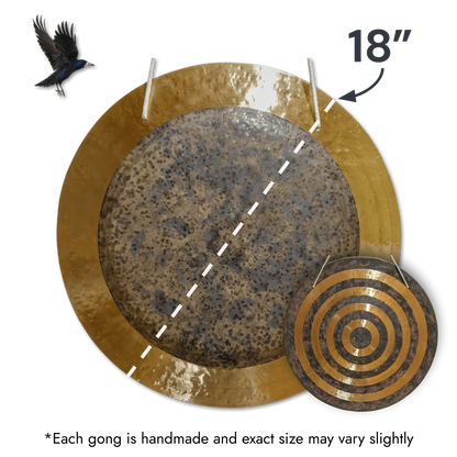 Solar Eclipse Gong by Raven Sounds, Handmade Bronze Wind Gong, Free Mallet