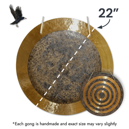 Solar Eclipse Gong by Raven Sounds, Handmade Bronze Wind Gong, Free Mallet