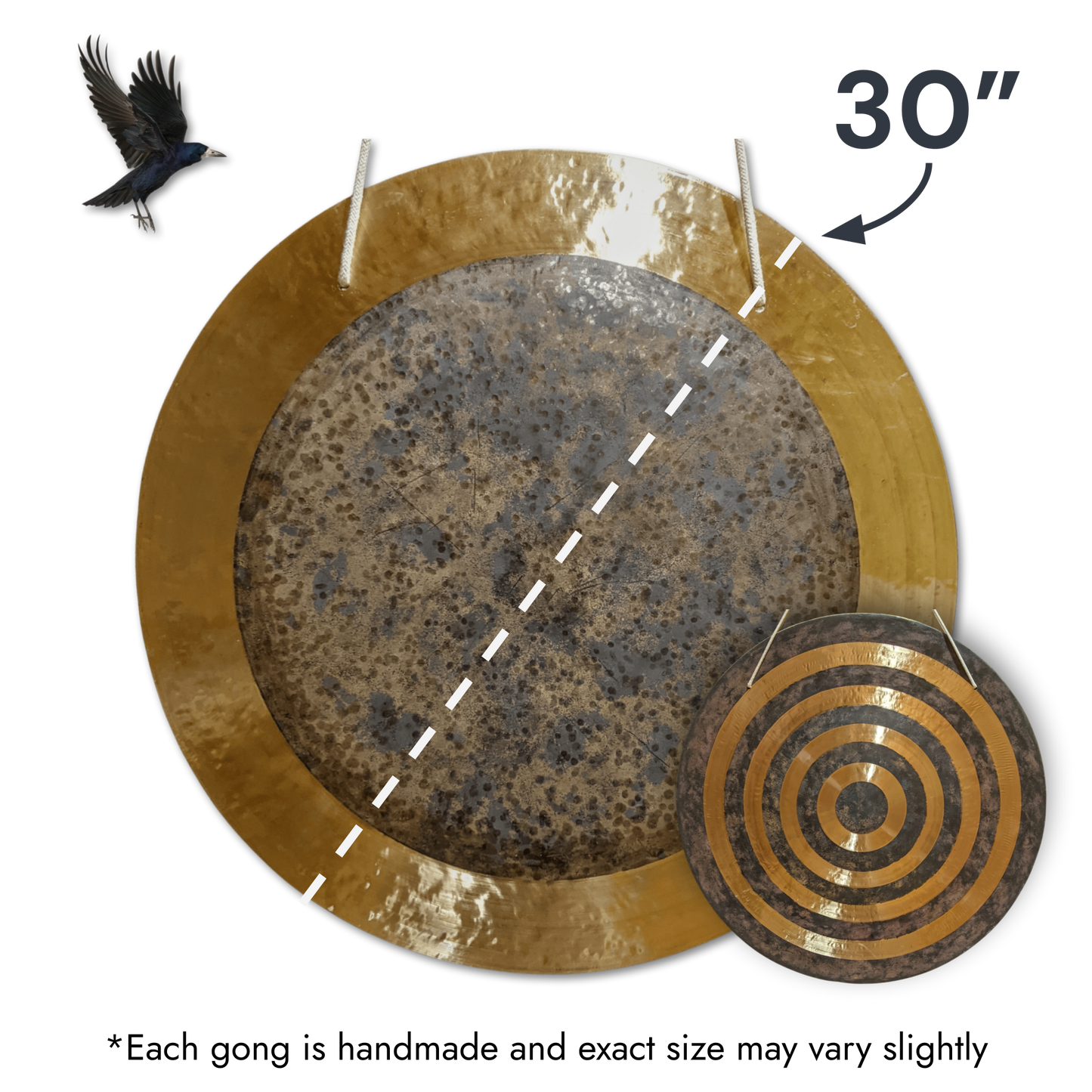 Solar Eclipse Gong by Raven Sounds, Handmade Bronze Wind Gong, Free Mallet