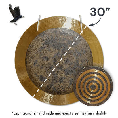 Solar Eclipse Gong by Raven Sounds, Handmade Bronze Wind Gong, Free Mallet