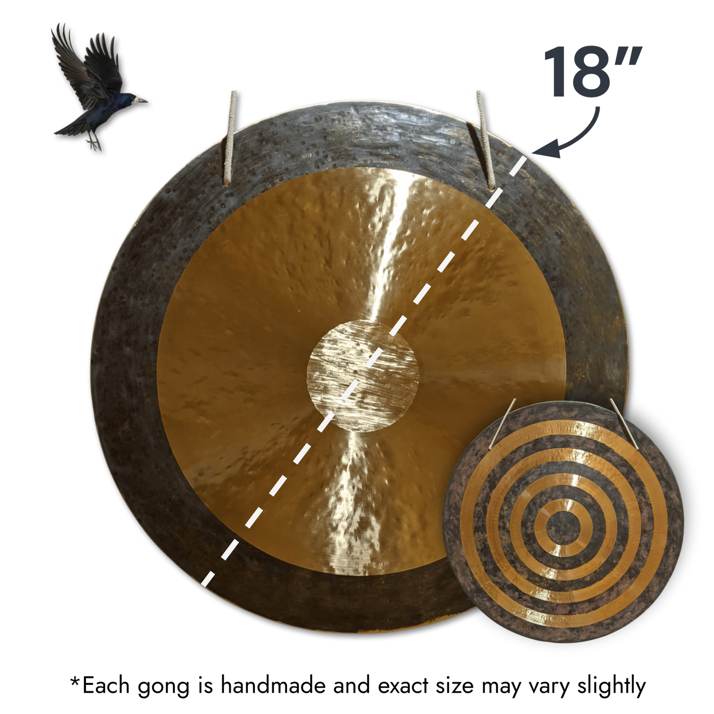 Solar Horizon Gong by Raven Sounds, Handmade Bronze Wind Gong, Free Mallet