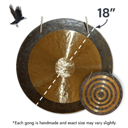 Solar Horizon Gong by Raven Sounds, Handmade Bronze Wind Gong, Free Mallet