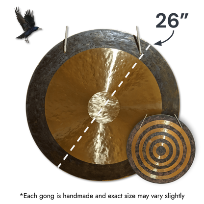 Solar Horizon Gong by Raven Sounds, Handmade Bronze Wind Gong, Free Mallet