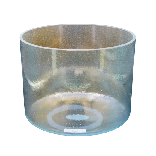 Crystal Tones 8" Aqua Aura Gold Quartz Crystal Singing Bowl (E4+45)