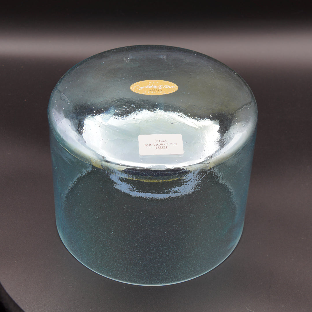 Crystal Tones 8" Aqua Aura Gold Quartz Crystal Singing Bowl (E4+45)