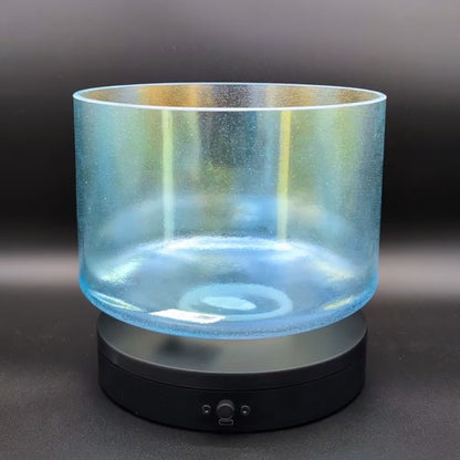 Crystal Tones 9" Aqua Aura Gold Quartz Crystal Singing Bowl (D4+20)